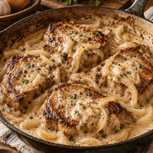 instant pot sour cream pork chops with creamy onion sauce