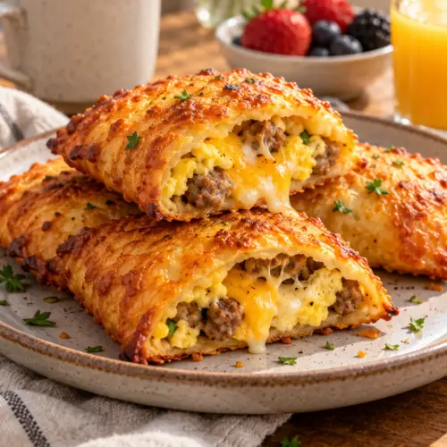 Keto breakfast pockets on a breakfast plate