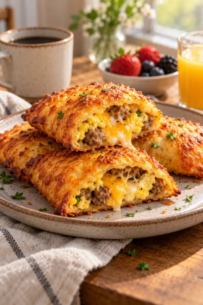 Keto breakfast pockets on a breakfast plate