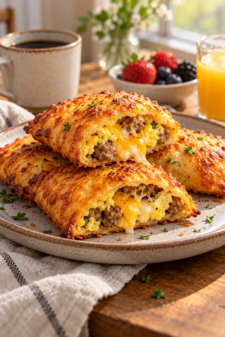 Keto breakfast pockets on a breakfast plate