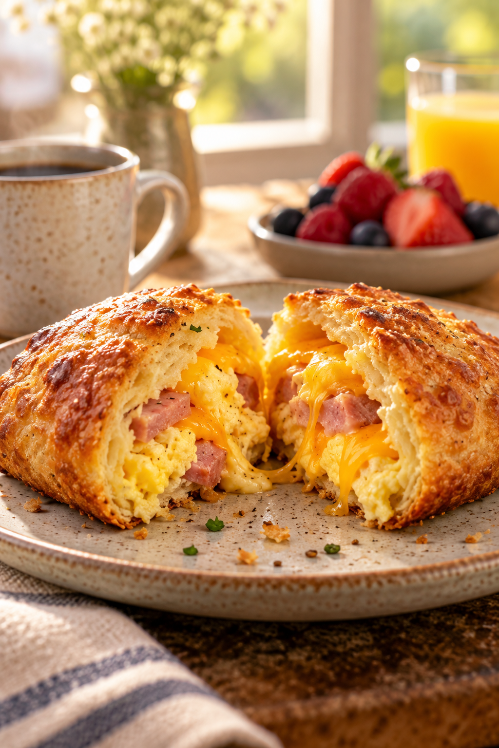 Golden keto breakfast pockets ready to serve