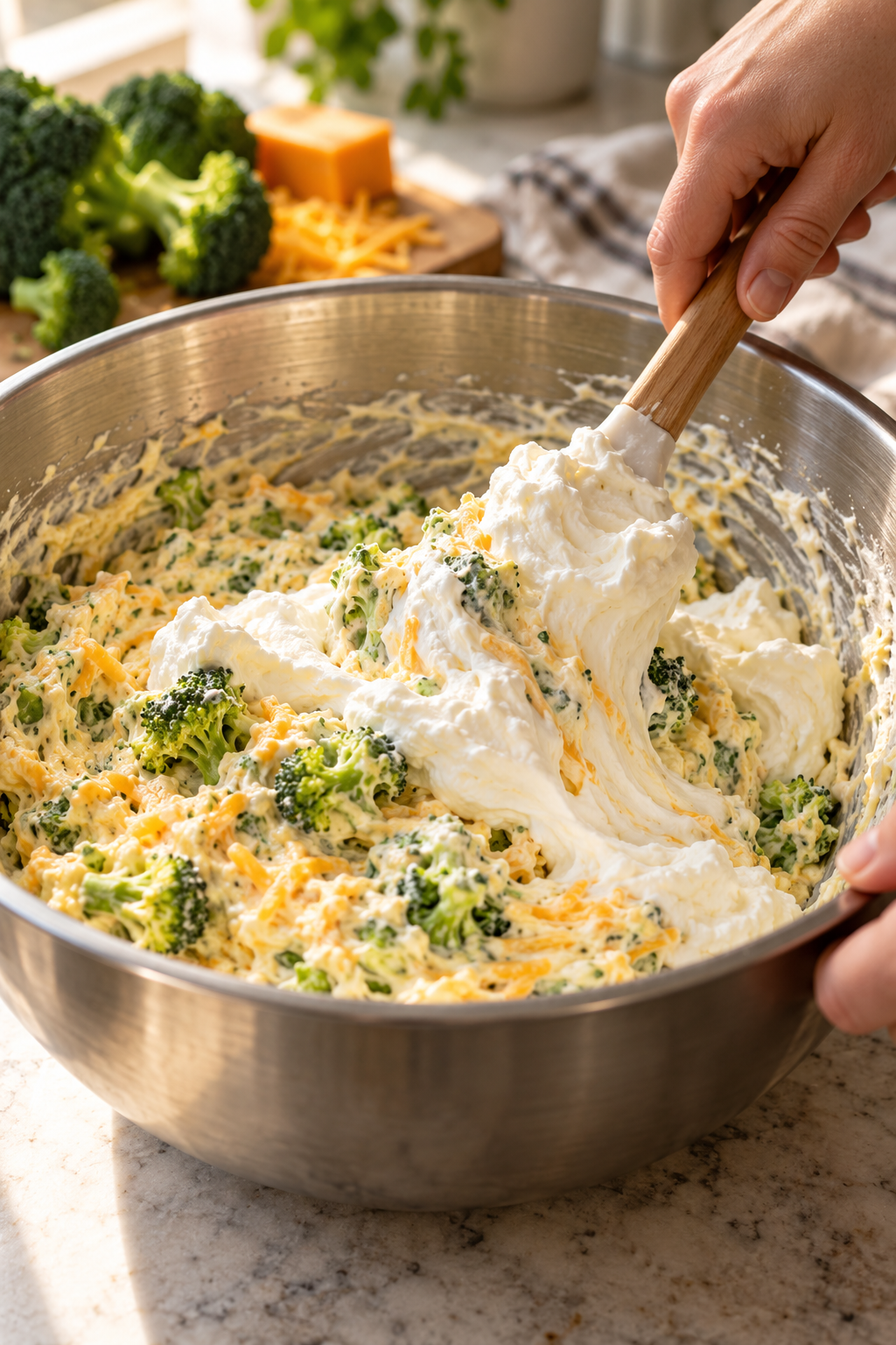 keto broccoli cheese soup simmering with tender broccoli