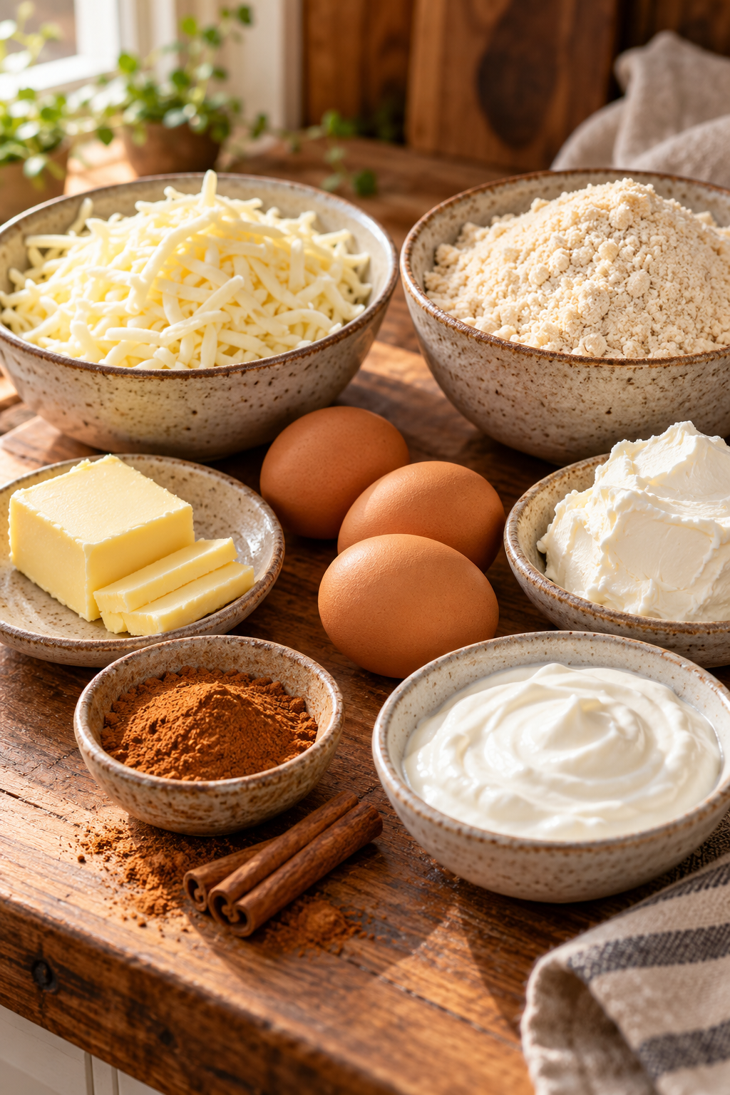 Low carb cinnamon rolls ingredients measured and arranged