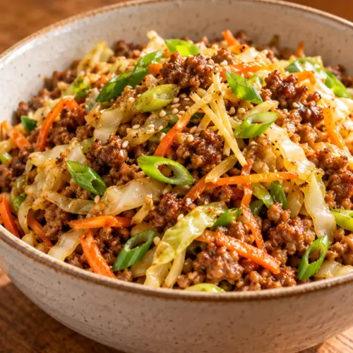 low carb egg roll in a bowl finished dish
