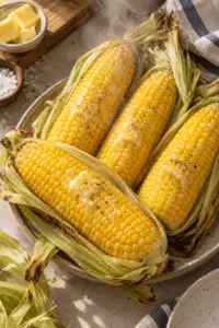 microwave corn on the cob served hot