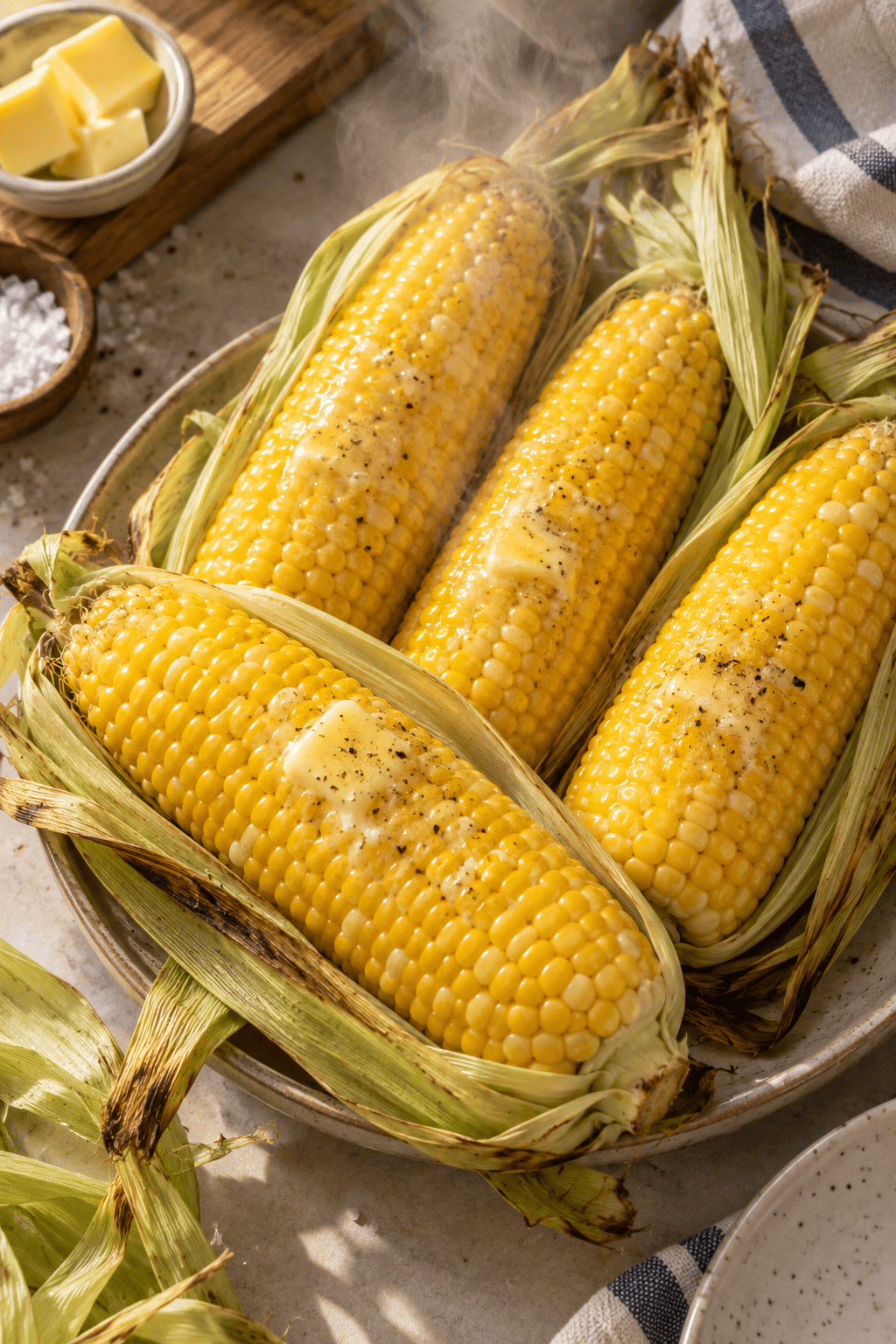microwave corn on the cob served hot