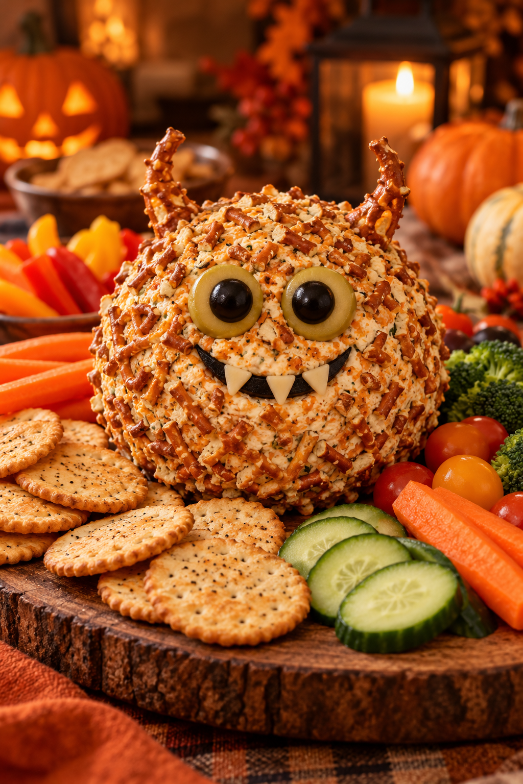 Monster cheese ball Halloween appetizer