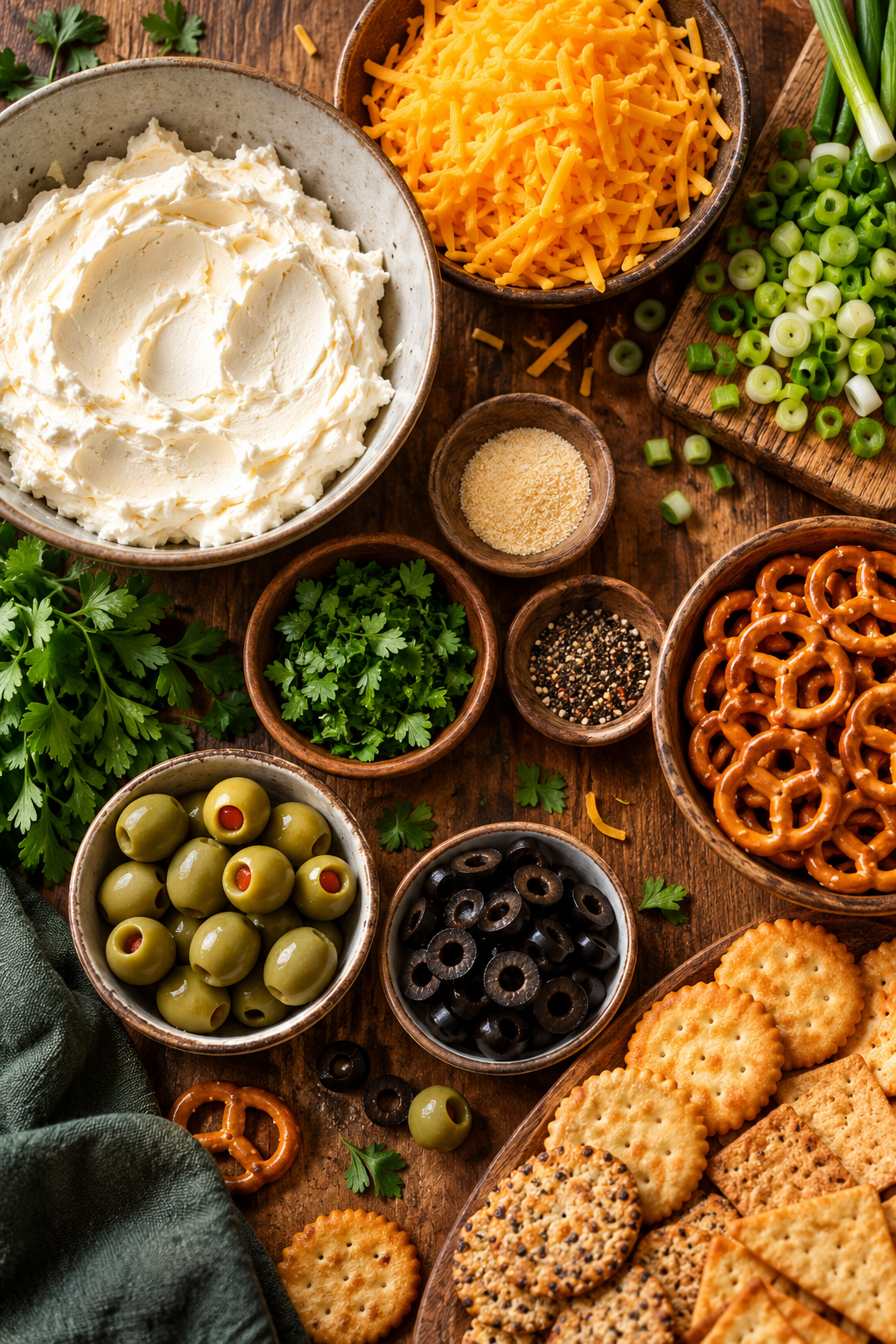 Ingredients for a monster cheese ball