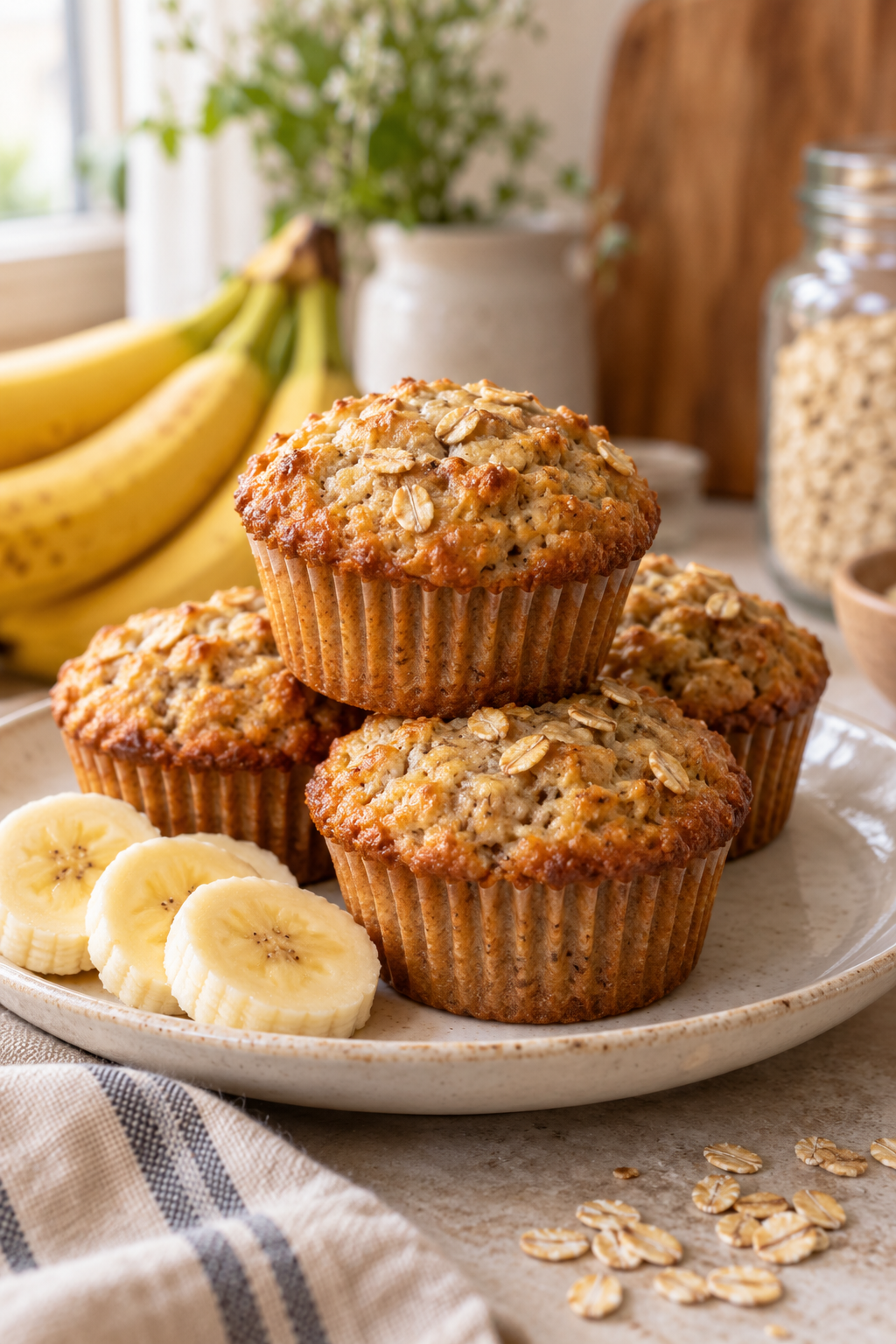 nut-free vegan banana oat muffins