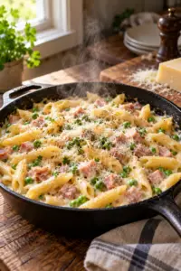 one pot ham penne skillet finished dish