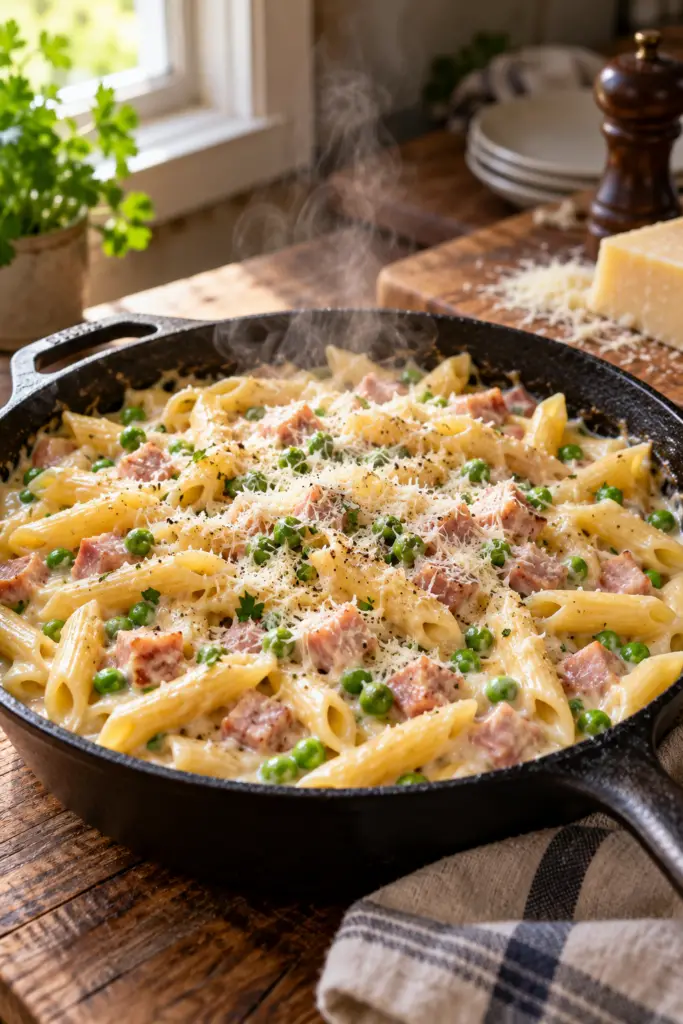 one pot ham penne skillet finished dish