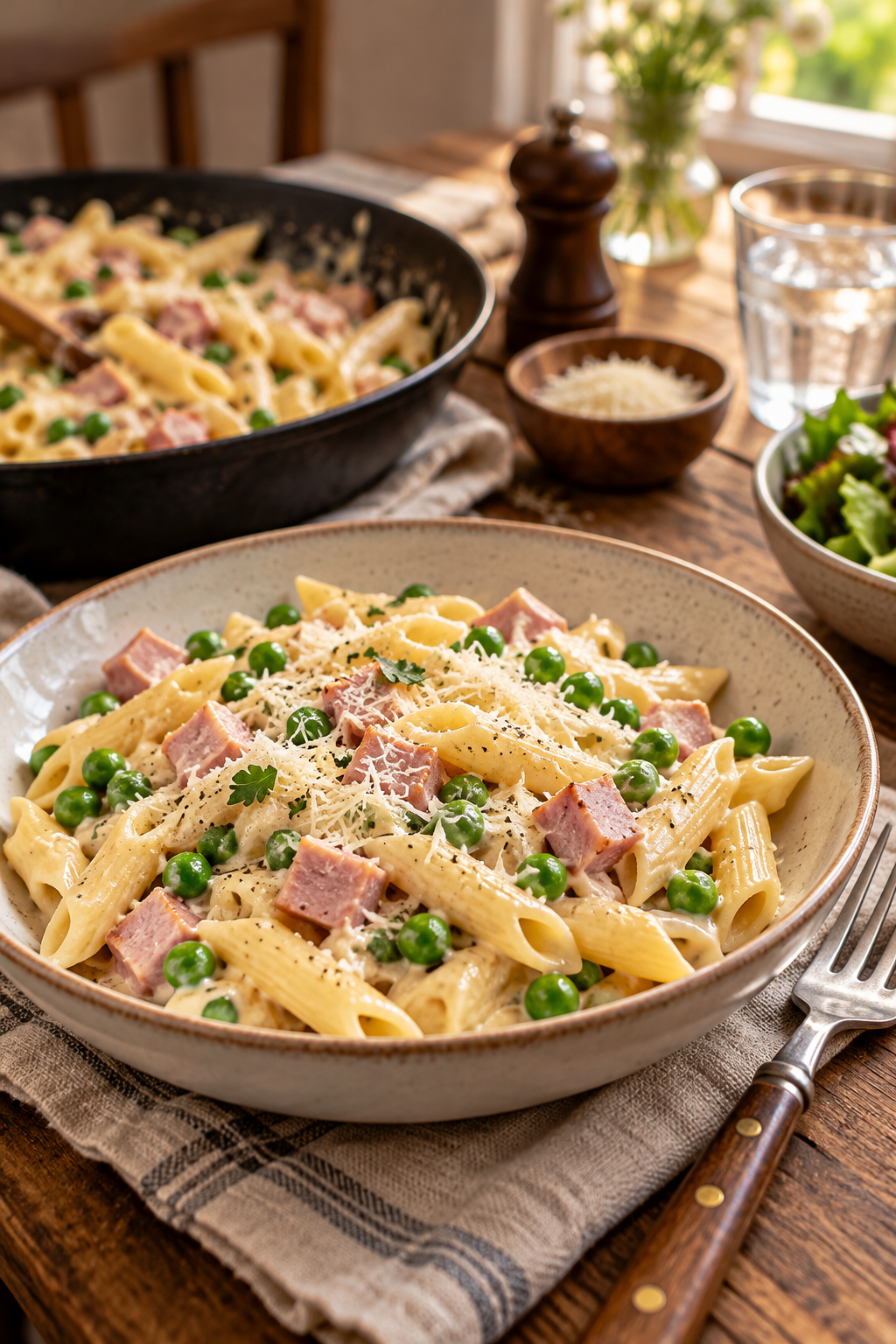 finished one pot ham penne skillet
