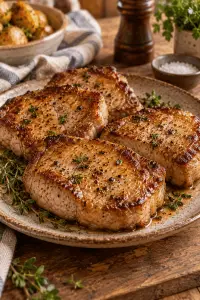 oven baked boneless pork chops with browned mustard rub