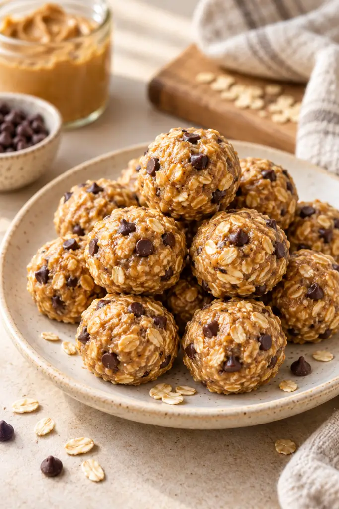 peanut butter energy balls finished dish