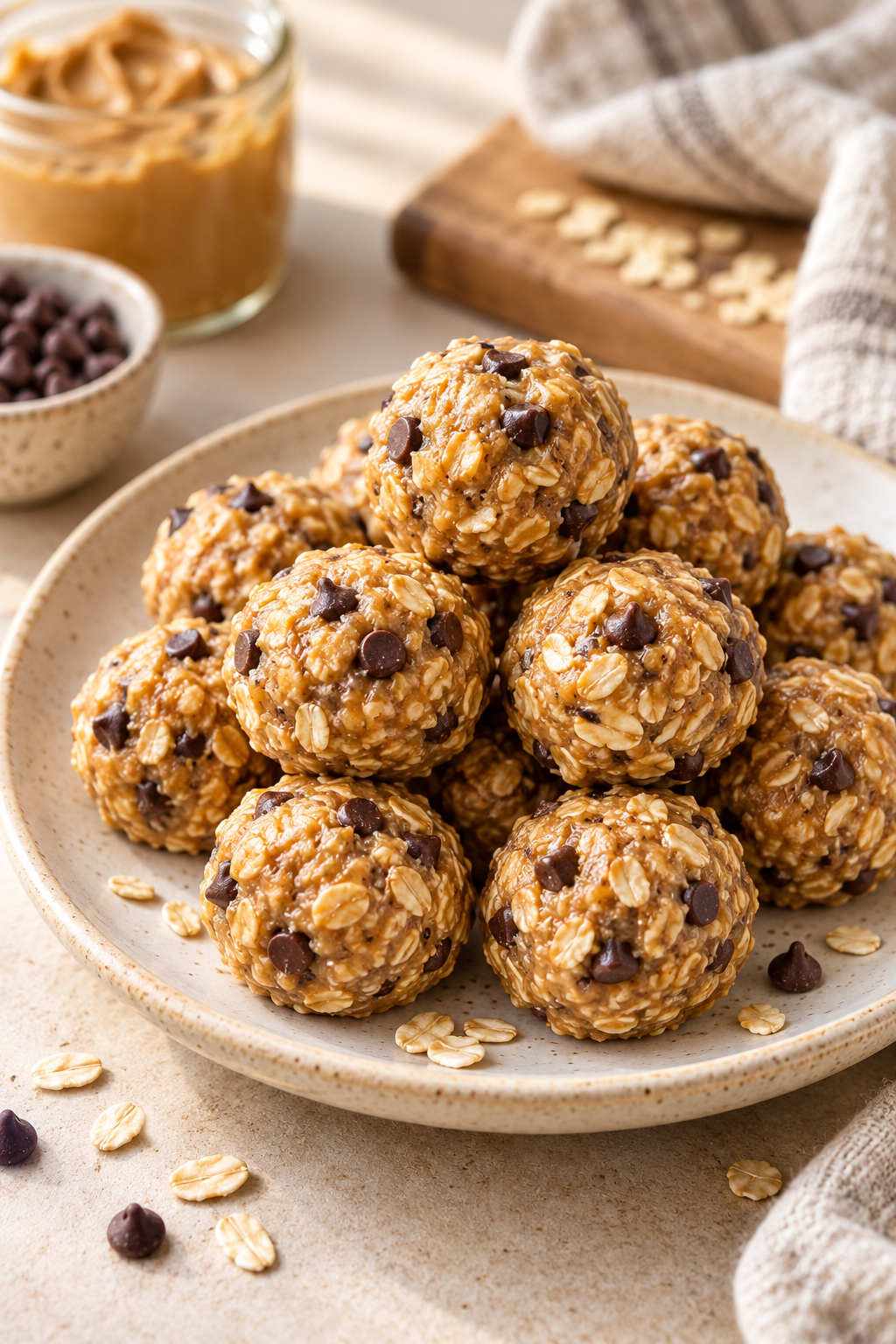 peanut butter energy balls finished dish