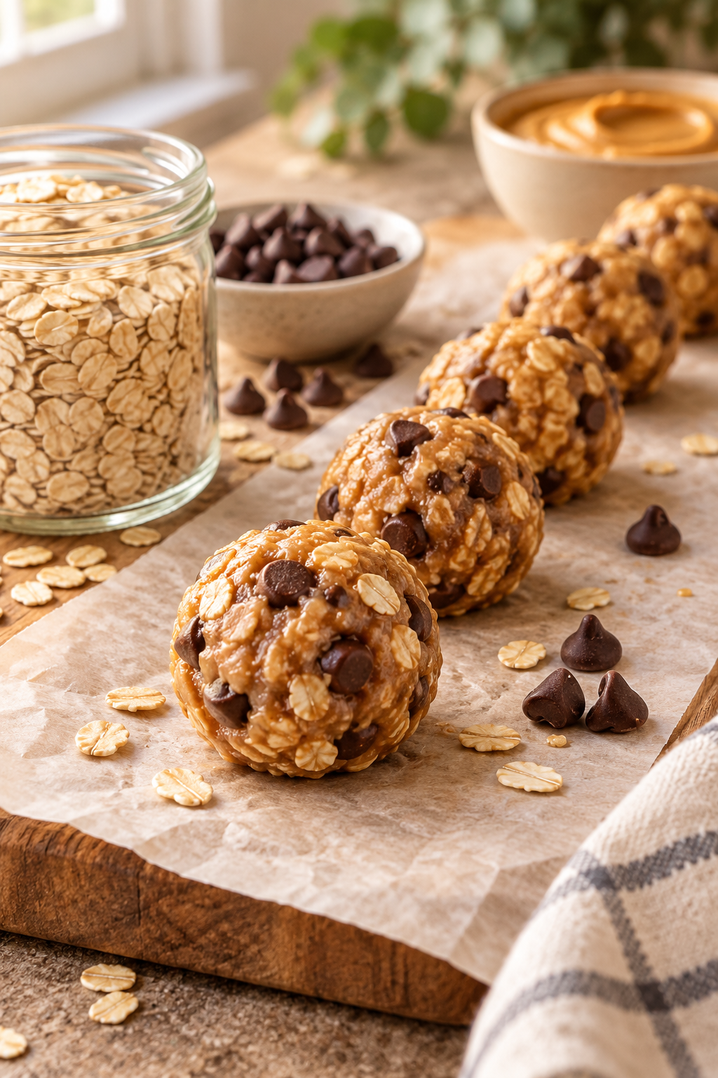Finished peanut butter energy balls ready to serve
