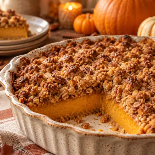 Pumpkin pie crisp with cinnamon streusel