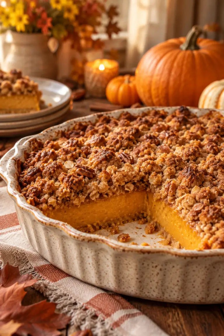 Pumpkin pie crisp with cinnamon streusel