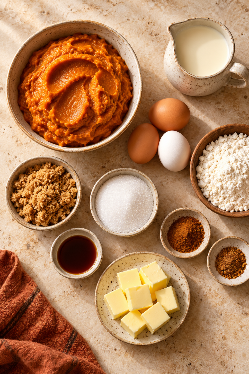 Ingredients for pumpkin pie crisp