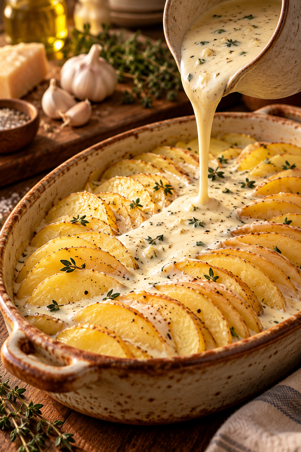 Scalloped potatoes baking process