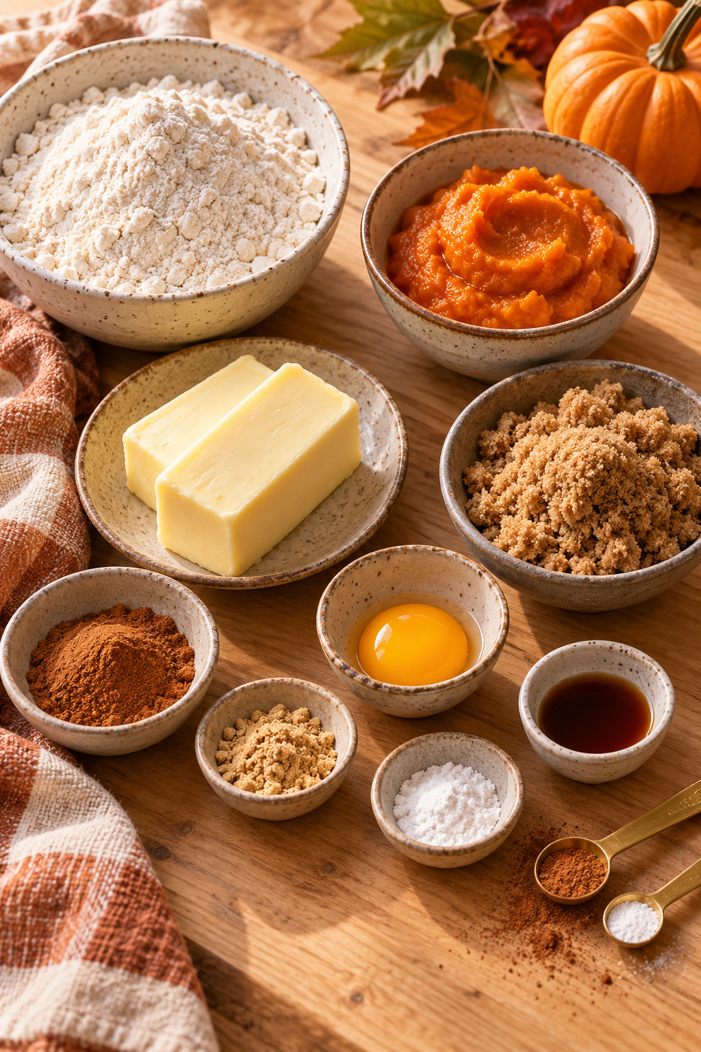 pumpkin snickerdoodles ingredients measured and arranged