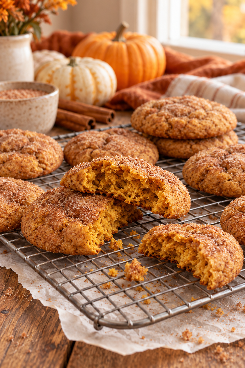 soft pumpkin snickerdoodles ready to serve