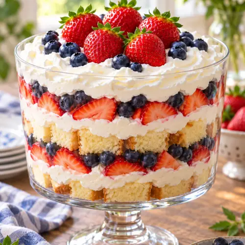 strawberry blueberry trifle with creamy layers