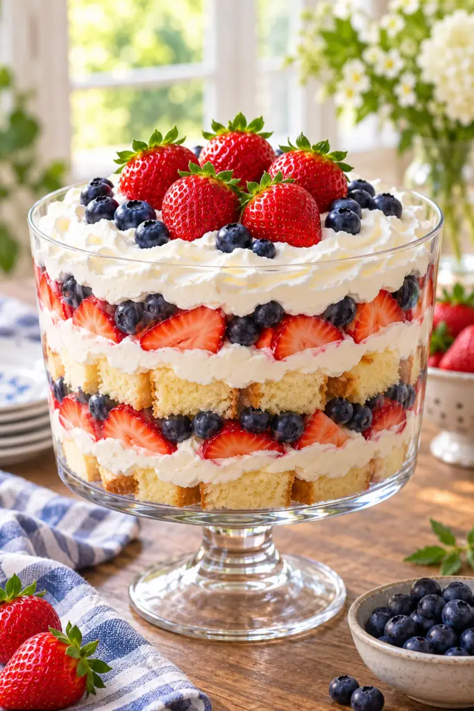 strawberry blueberry trifle with creamy layers