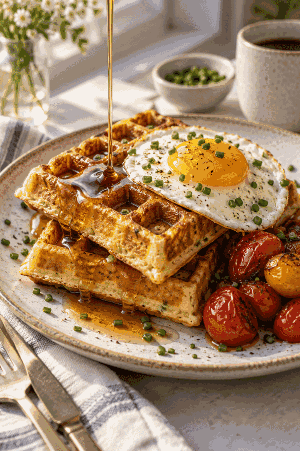 finished sweet and savory waffle recipe