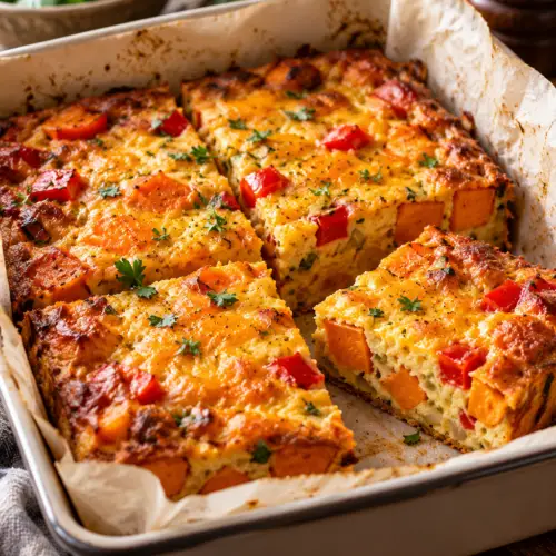 sweet potato frittata slices finished dish