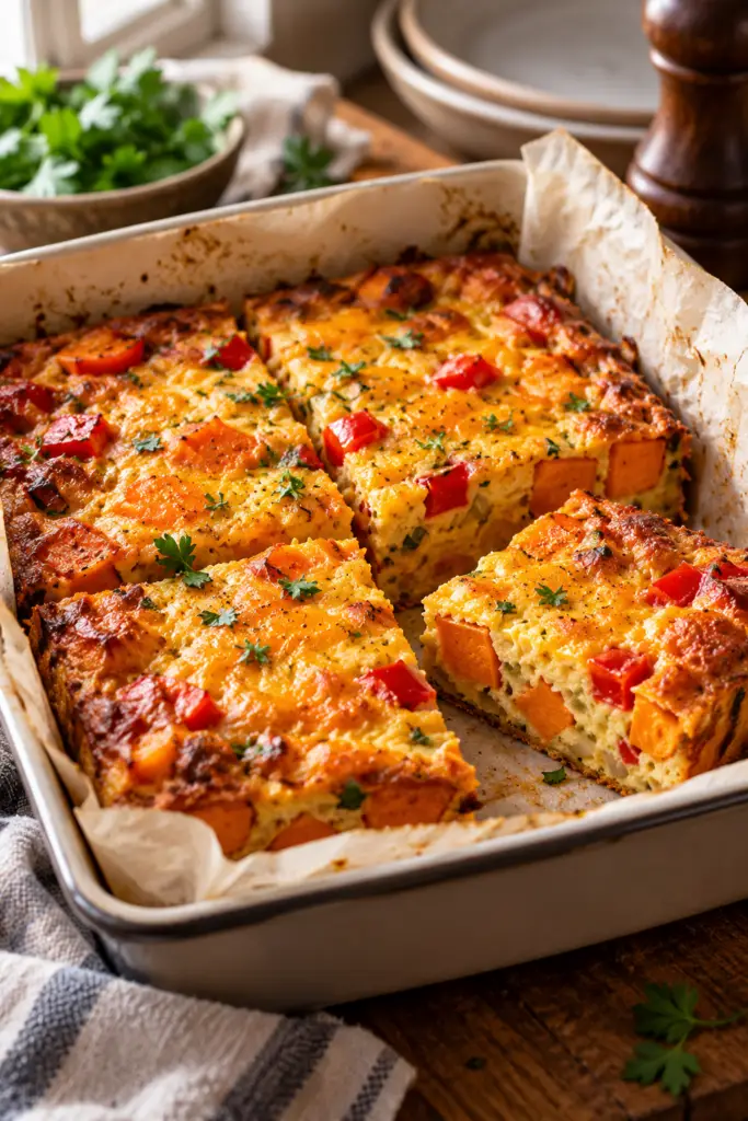 sweet potato frittata slices finished dish