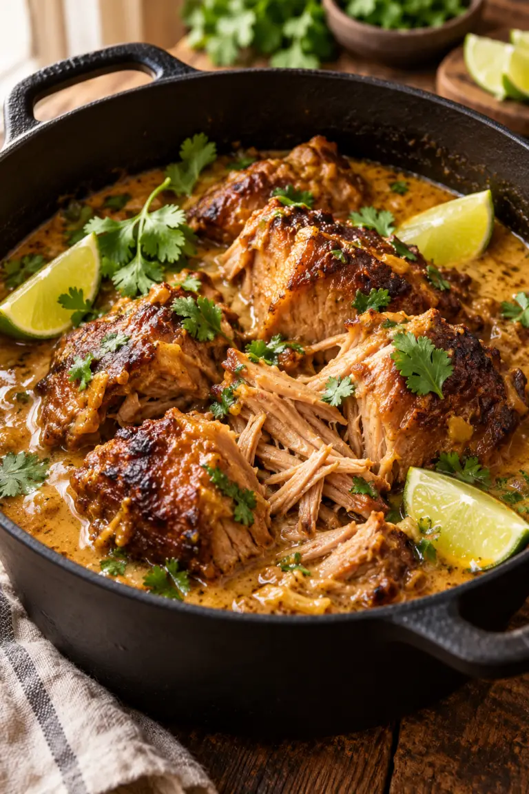 tender pork shoulders with coconut juice finished in coconut braising sauce