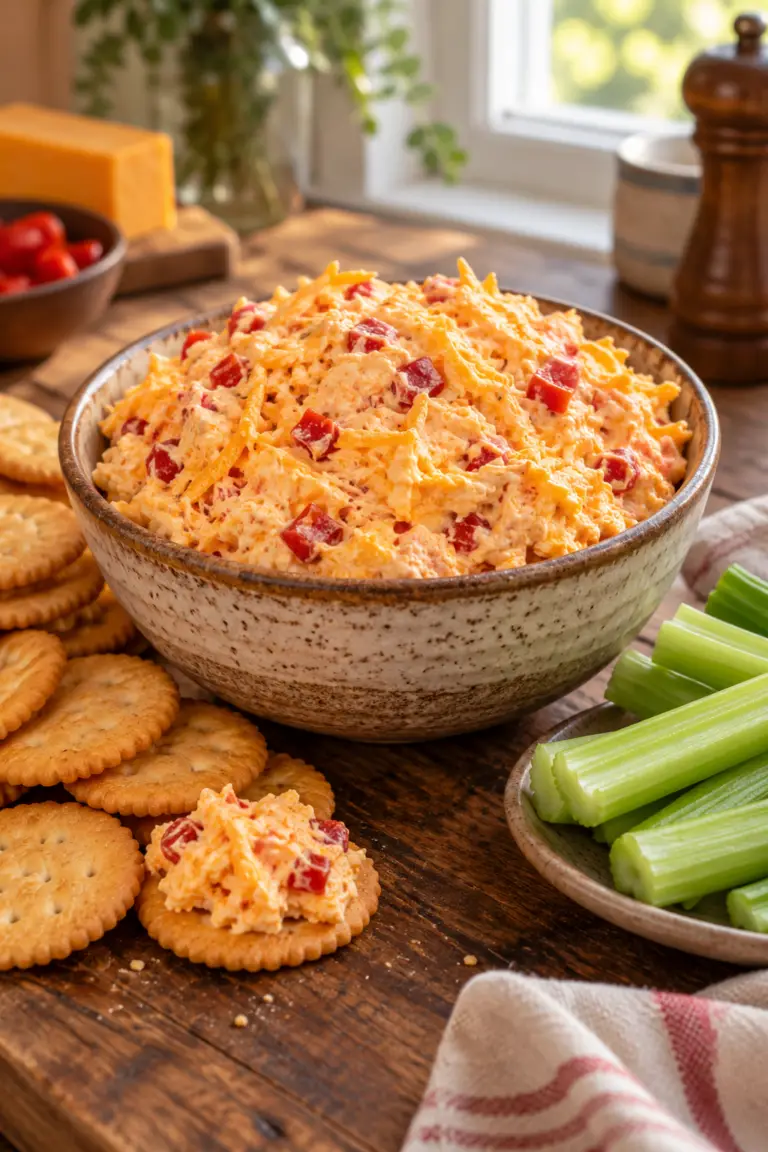 pimento cheese spread in a serving bowl