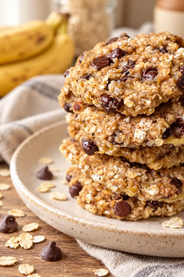 three ingredient breakfast cookies with oats and banana