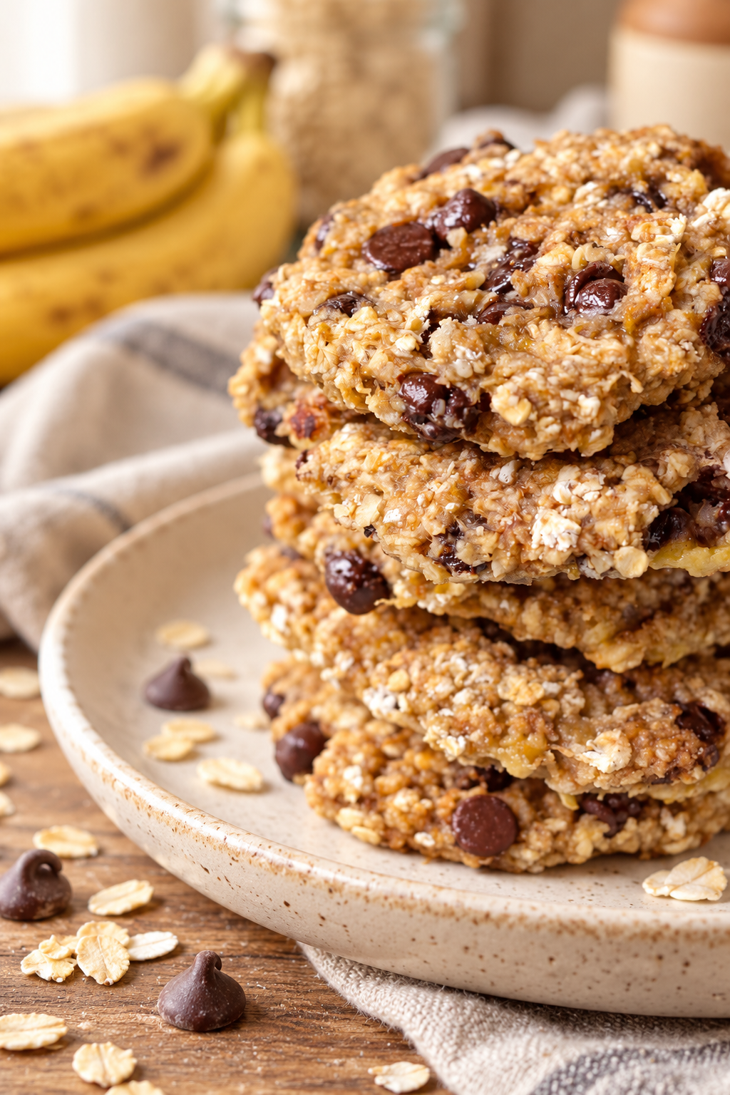 three ingredient breakfast cookies with oats and banana