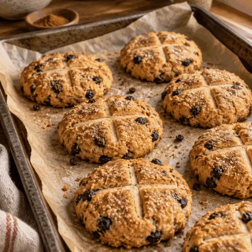 Vegan soul cakes on a baking tray