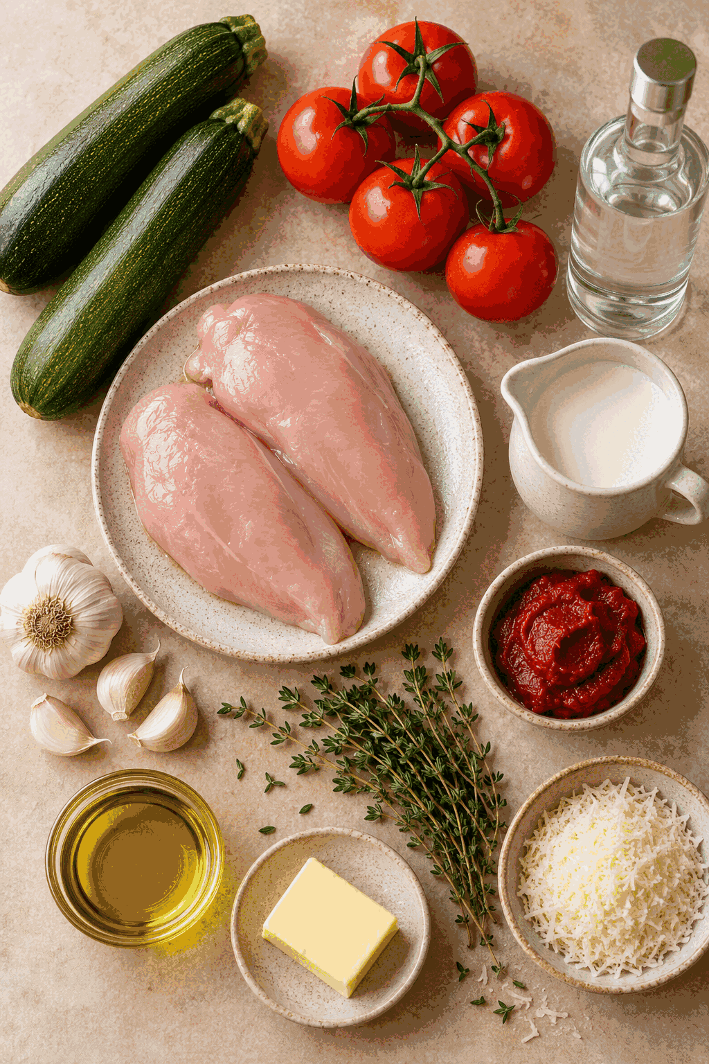 Ingredients for vodka sauce chicken