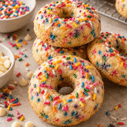 funfetti donuts with rainbow sprinkles