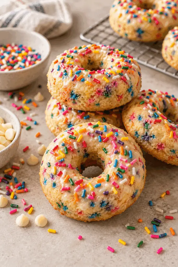 funfetti donuts with rainbow sprinkles