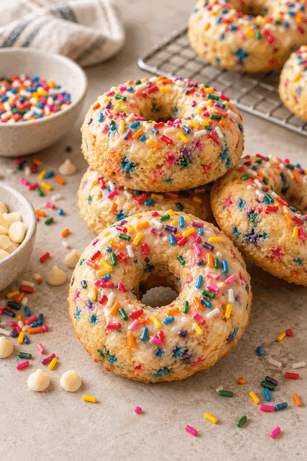 funfetti donuts with rainbow sprinkles