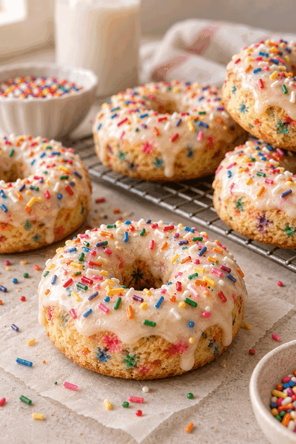 mixing batter for funfetti donuts